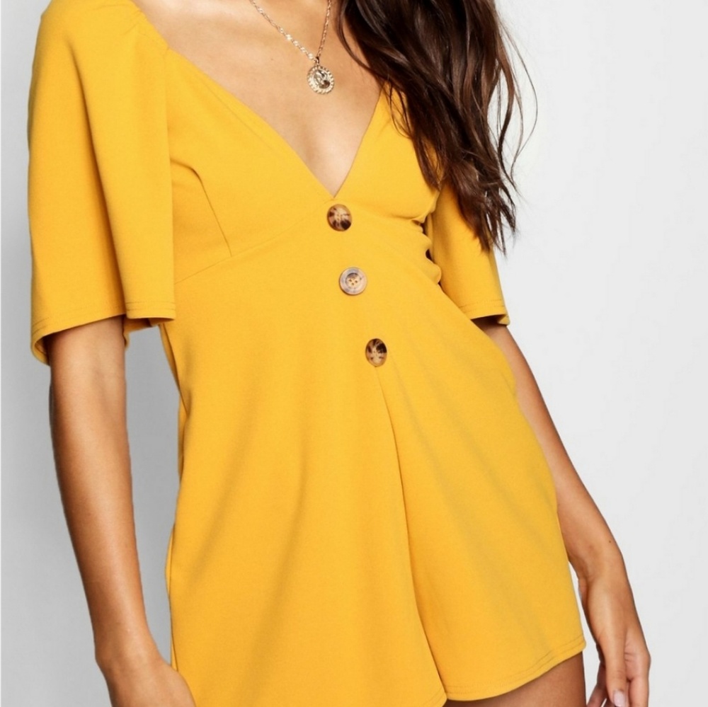 Dusty pink button down romper